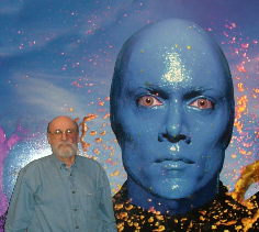 Lou with huge Blue Man Group head